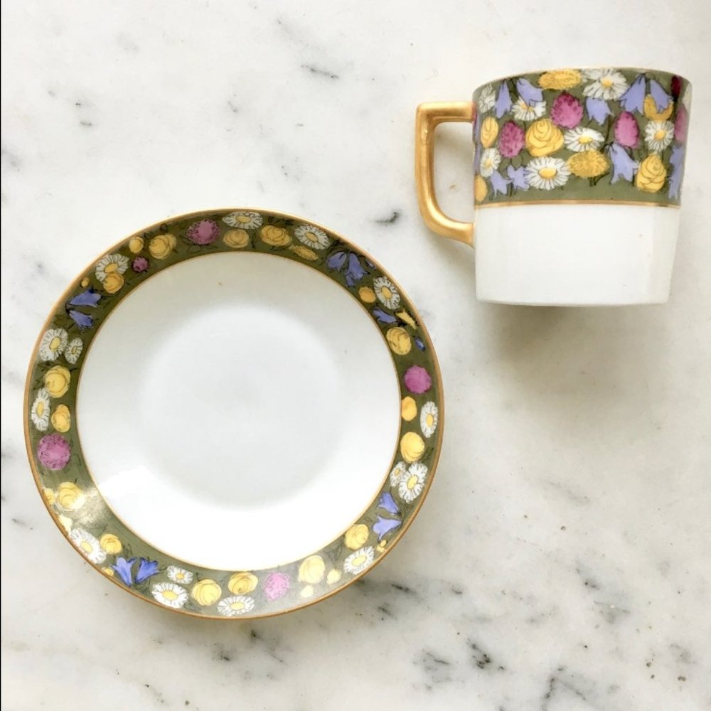 SOLD Nymphenburg Porcelain Demitasse Cup Saucer - Picture 1 of 3